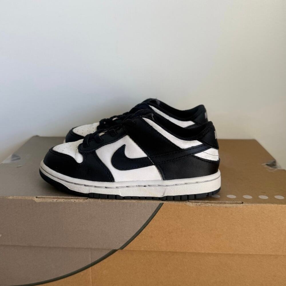 Nike Dunk Low Panda Black/White Toddler Sneakers- SZ 10 C - Picture 2 of 12